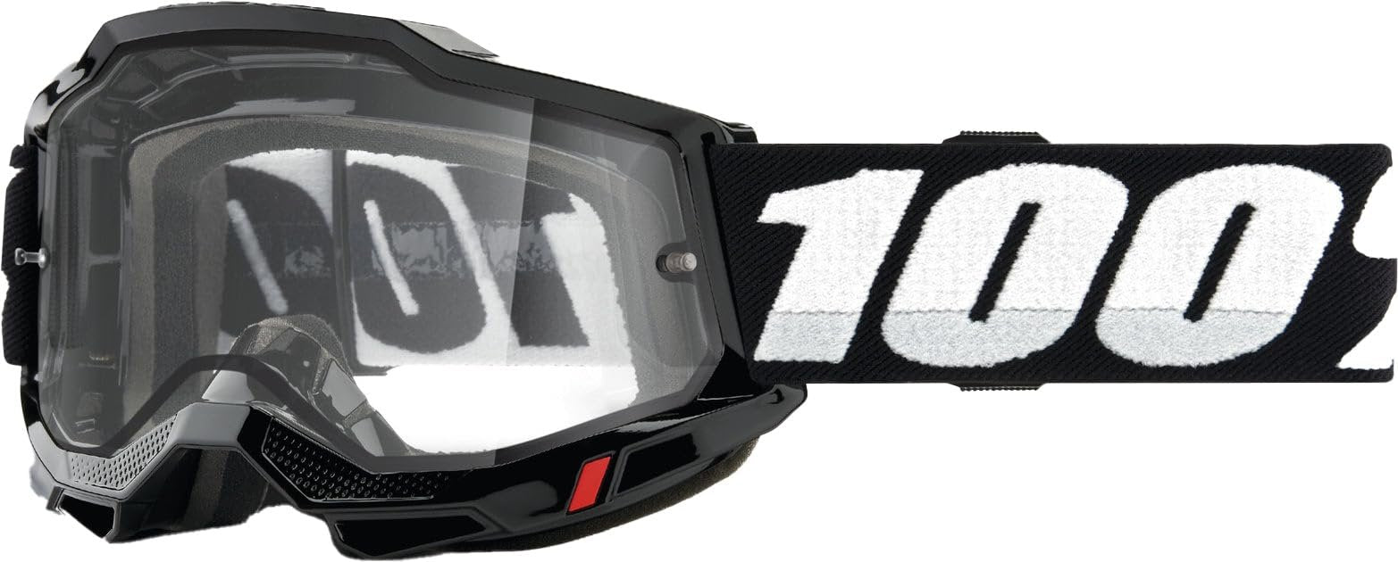 100% ACCURI 2 ENDURO Mountain Bike & Motocross Racing Protective Goggles (Black - Clear Lens)