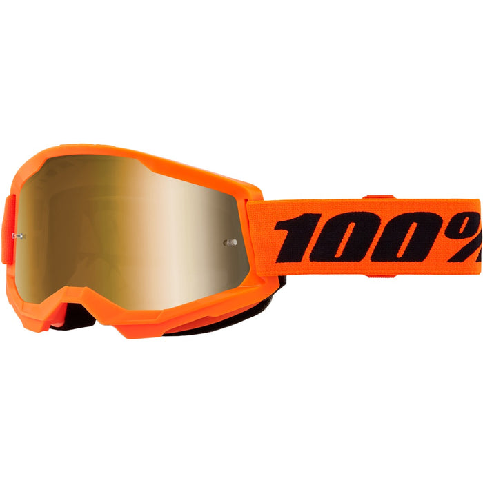 100% Strata 2 Goggle Neon Orange Mirror Gold Lens