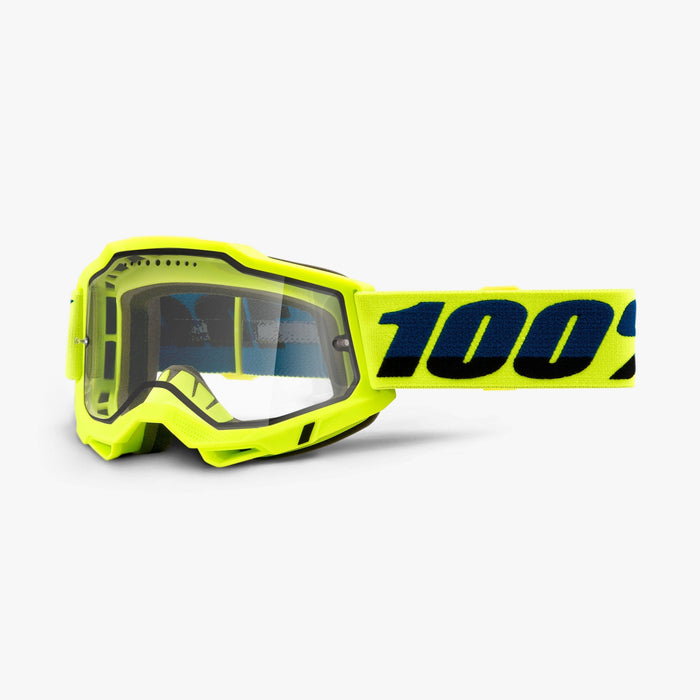 100% Accuri 2 Enduro MTB Goggles Fluo Yellow Clear Dual-Pane Lens