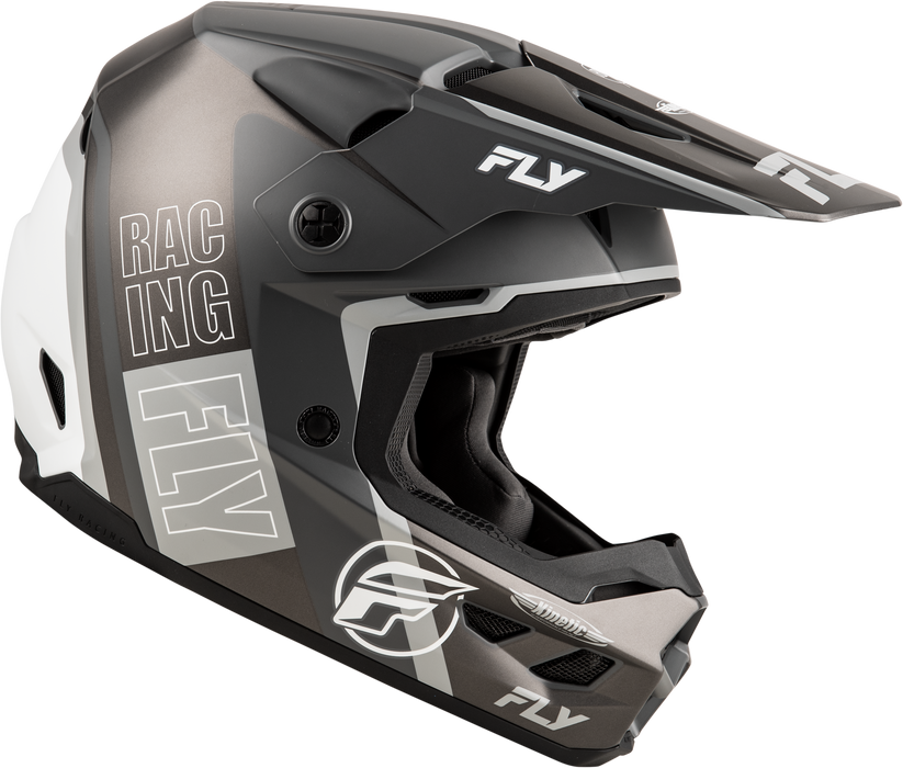 Fly Racing Kinetic Rally Helmet Matte Grey Black White