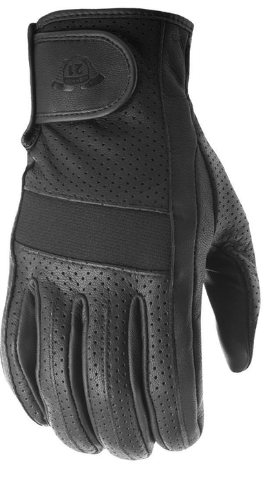 Highway 21 Jab Perforated Leather Motorcycle Gloves Black Large