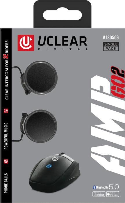 UClear Digital AMP GO2 Bluetooth Helmet Audio System Single Pack