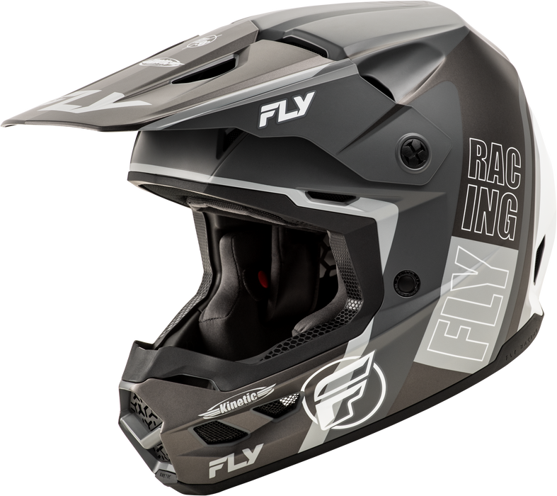 Fly Racing Kinetic Rally Helmet Matte Grey Black White