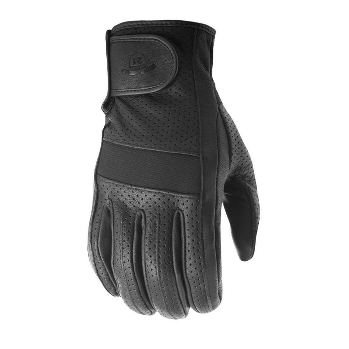 Highway 21 Jab Perforated Leather Motorcycle Gloves Black Large