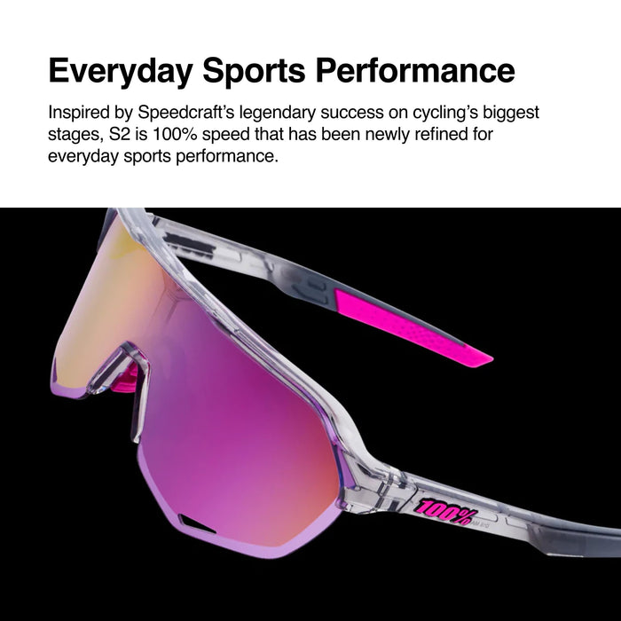 100% S2 Sport Performance Cycling Sunglasses Premium Vented Baseball Road Bike & Triathlon Eyewear with Interchangeable Lens