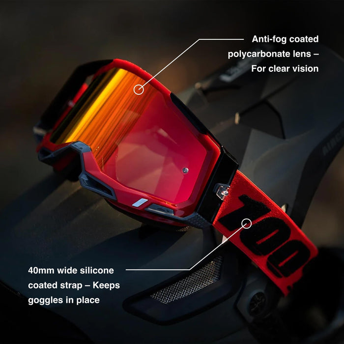 100% Strata 2 Sand Motocross & Mountain Bike Goggles - MX and MTB Racing Protective Eyewear
